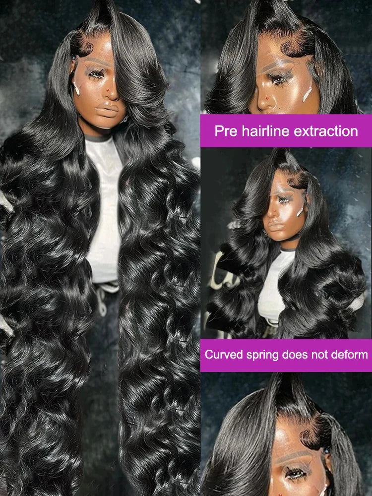 200 250 Density Brazilian Glueless 13x6 13x4 Body Wave Wig Lace Front 30 40 Inch Human Hair Pre Plucked HD Lace Frontal Wigs