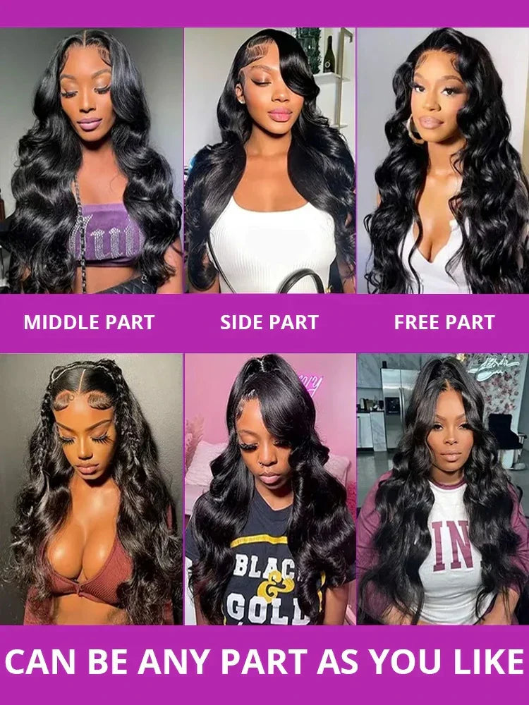 200 250 Density Brazilian Glueless 13x6 13x4 Body Wave Wig Lace Front 30 40 Inch Human Hair Pre Plucked HD Lace Frontal Wigs